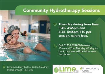 Lime Academy Advert - Lime Academy Community Hydrotherapy Sessions starting Thursday 12th October