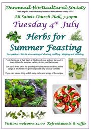 Herbs for Summer Feasting :- Tuesday 4th July