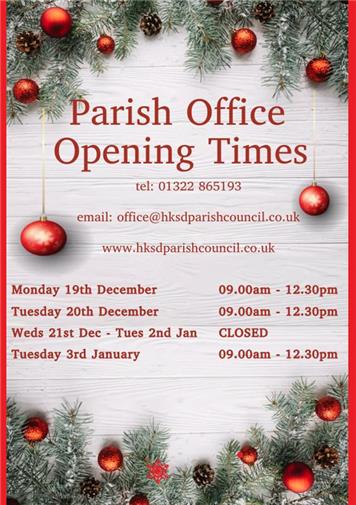  - Parish Office Christmas opening times