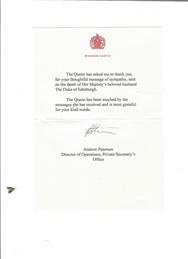 Letter of Thanks from Buckingham Palace