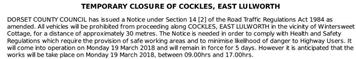 Temporary Closure of Cockles