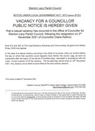 Vacancy for a Councillor for Stanton Lacy Parish Council