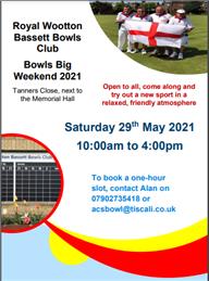 Bowls Big Weekend Saturday 21st May 2021