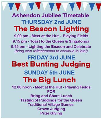  - Time to celebrate! Ashendon Platinum Jubilee Timetable