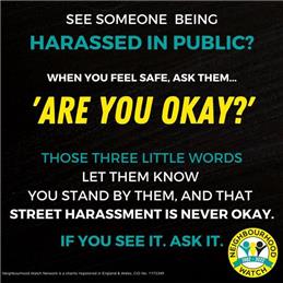 Don't watch street harassment in silence - ask 'Are you Okay?'