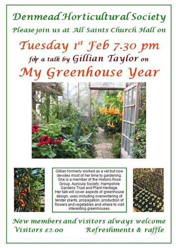  - Talk on Feb 1st:- My Greenhouse Year by Gillian Taylor