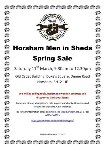  - Horsham Men in Sheds is having a fundraising Spring Sale!