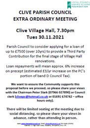 Loan for Village Hall renovations - Share your views before 30.11.2021!