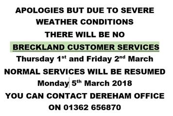 Breckland Satellite office - Swaffham weather closure