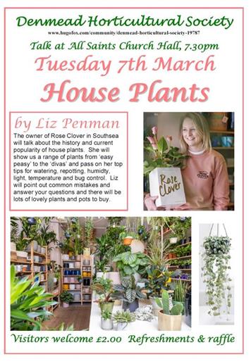  - Talk on Tuesday 7th March:- House Plants