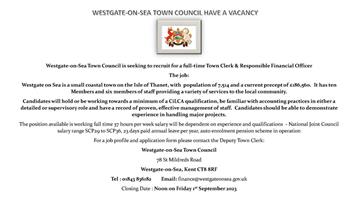 Vacancy for a Full Time Town Clerk & Responsible Financial Officer