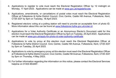  - May Local Election Nominations