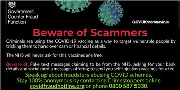 Be alert to Vaccine Fraud