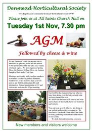 AGM Tuesday 1st Nov, 7.30 pm