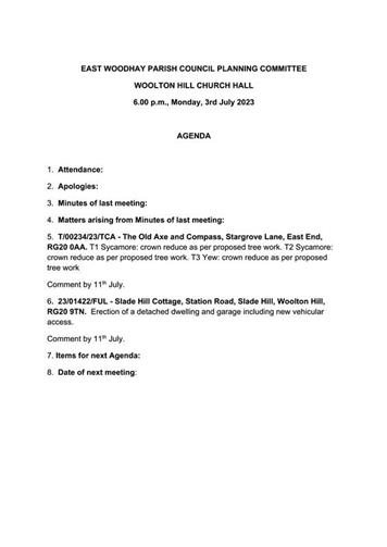  - Planning Meeting 03/07/2023