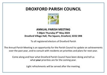 Annual Parish Meeting - Thursday 9th May 7pm