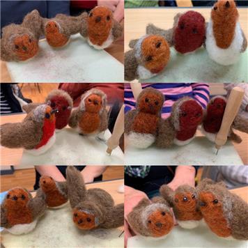  - Christmas robins created in successful felting workshop