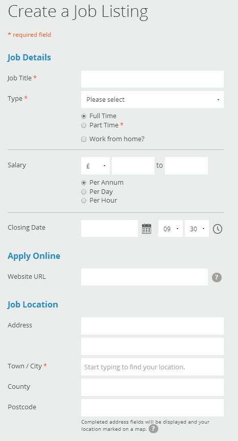 Figure 20: How to create a job listing