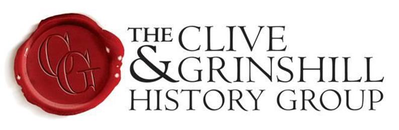 A red wax seal with capital letters C and G interlinked, with the following text: The Clive & Grinshill History Group - Clive & Grinshill History Group