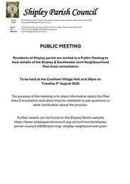 PUBLIC MEETING - Shipley & Southwater Joint Neighbourhood Plan Area consultation