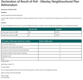 Elkesley Neighbourhood Plan (Review): Referendum result