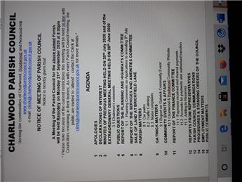 Parish Council Meeting on 21st September