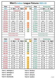 WBC men's Indoor fixtures
