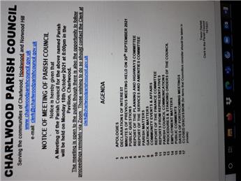 October Parish Council Meeting