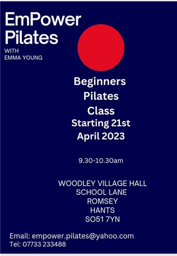  - New beginners Pilates Classes starting 21st April 2023