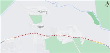 Temporary road closure along Roden Lane, Roden.