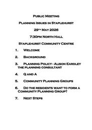 Public meeting on planning issues in Staplehurst