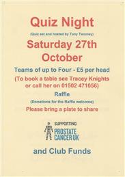Quiz Night in Aid of Prostate Cancer + Club Funds