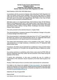Temporary Traffic Regulation Order