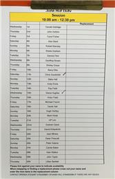 HUT DUTY ROTA FOR JUNE