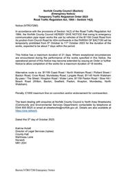 Temporary Traffic Regulation Order