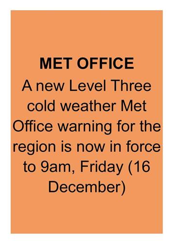  - New severe cold weather warning for Kent residents