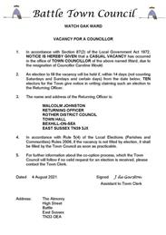 Notice of Councillor vacancy - Watch Oak Ward