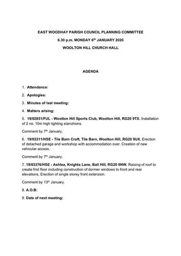  - Planning Committee Meeting Tonight 06/01/2020