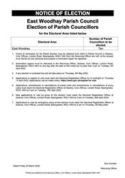NOTICE OF ELECTION- EAST WOODHAY
