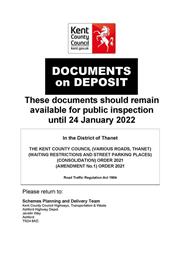 Waiting Restrictions Order on Various Roads, Thanet Part 1
