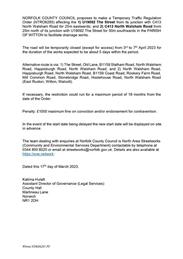 Temporary Traffic Order