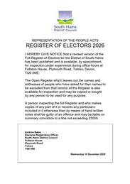 Notice of Publication of Register of Electors 2026