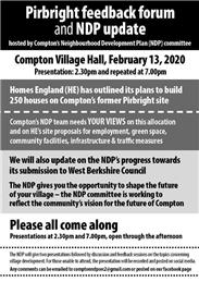 Neighbourhood Development Plan: Pirbright Feedback Forum and NDP Update 13th February 2020