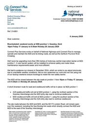 Rescheduled Weekend works at M20 Junction 1, Swanley - 6th January 2025