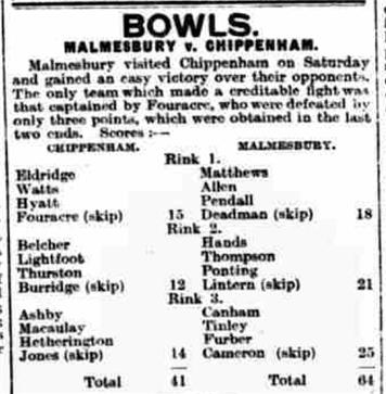  - Malmesbury beats Chippenham - 1915
