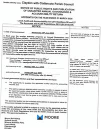 Notice of Public Rights and Publication of Unaudited Annual Governance & Accountability Return for Year Ended 31/03/2026