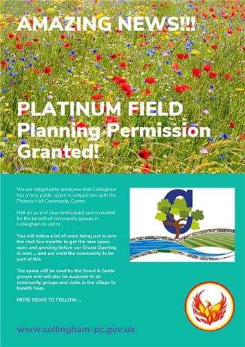  - Platinum Field planning permission granted!