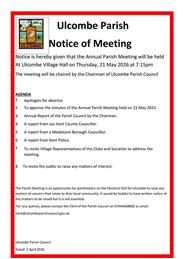 Annual Parish Meeting - Thursday, 21 May 2026