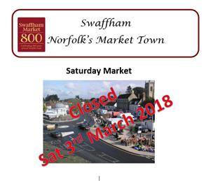 Swaffham Market - closed 3rd March 2018