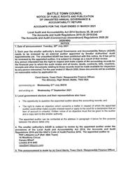 Exercise of Public Rights to inspect accounts for 2020/21